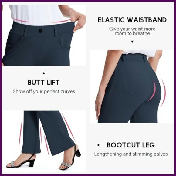High Waisted Bootcut Yoga Dress Pants Stretchy Office Work Casual - Picture 4 of 7